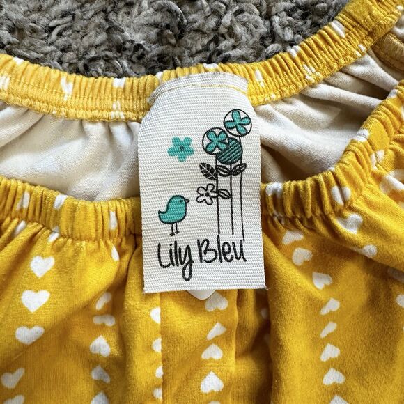 Lily Bleu Girls Sz 6 2 Piece Pants Set Yellow Heart Stretchy - Picture 4 of 14
